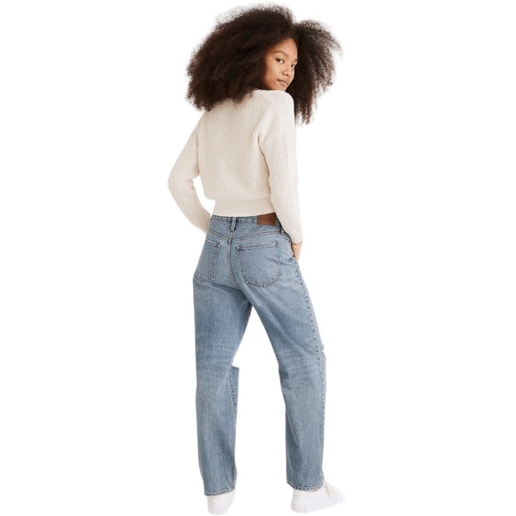 Madewell womens destroyed dad jeans in blue - Picture 3 of 13